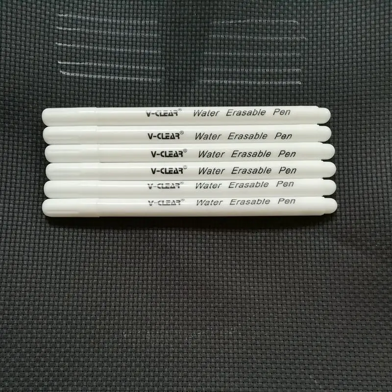 VCLEAR White Water Soluble Marker Pen for Dark Fabric Marking 6 pcs Water Erasable Marking Pen for Dark Leather Marking