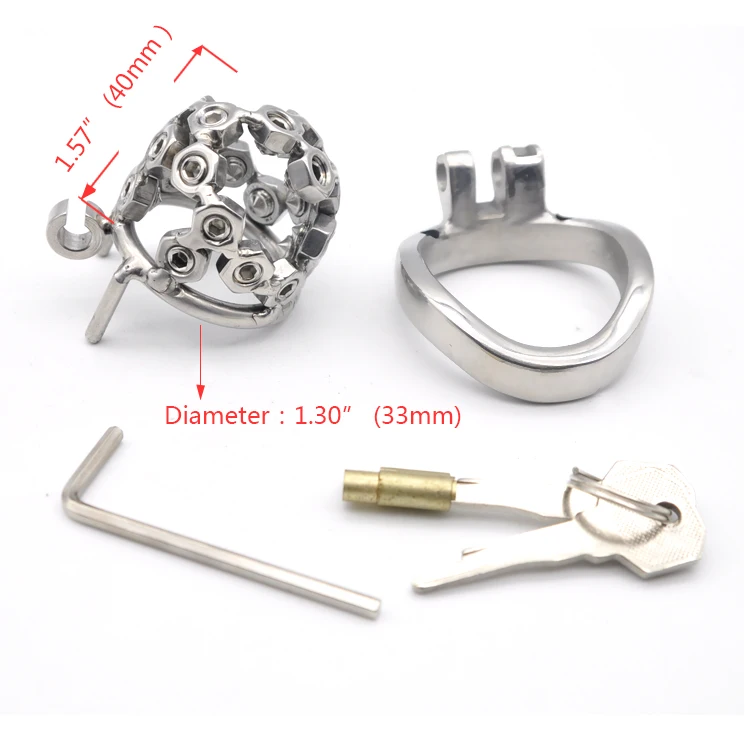 Dispositivo de Castidad de acero inoxidable para hombre, jaula para el pene, cinturón de castidad, anillo para el pene, AB031