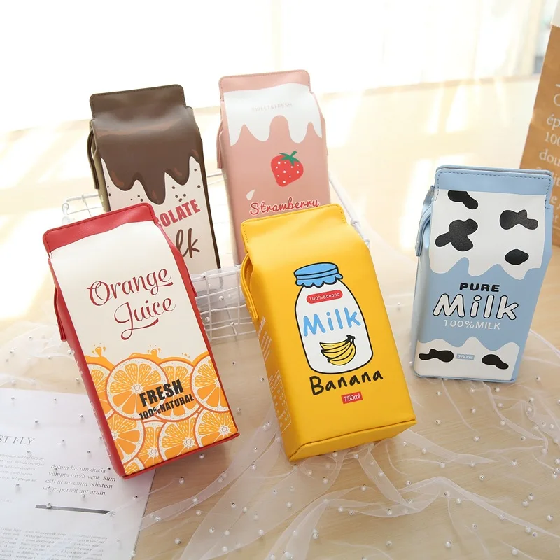 Fun  Milk Orange Juice Box Design Young Girl\'s Shoulder Bag Novelty Crossbody Bag for Women Cartoon Purses and Handbags Kawaii