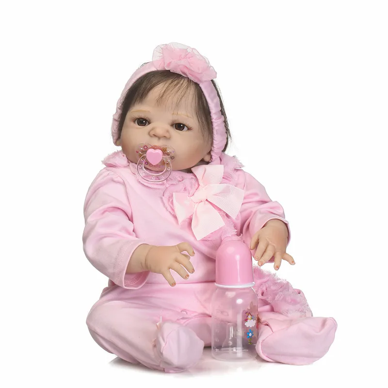 

Full silicone dolls Girl body reborn babies 22"NPK newborn baby reborn toddler dolls child gift rooted hair can bathe bonecas