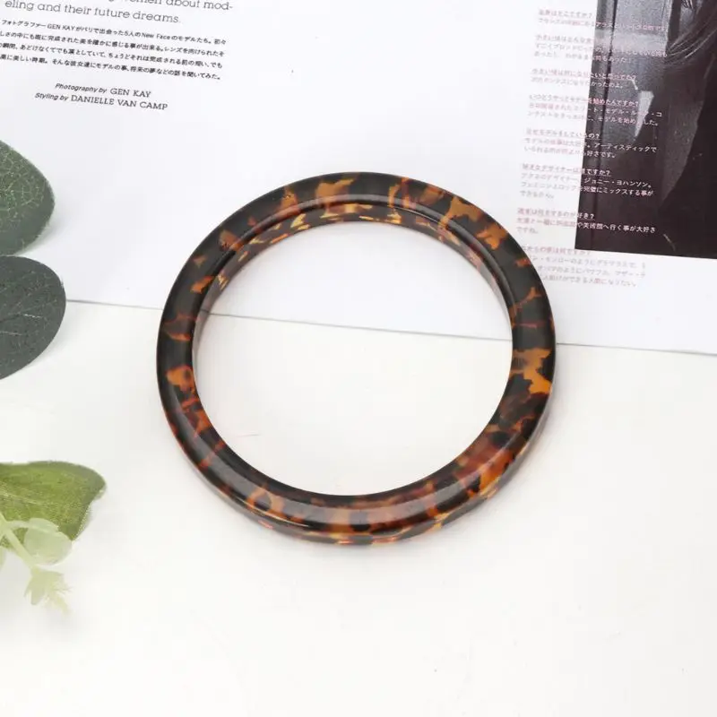 JAVRICK Tortoiseshell Acrylic Bracelet Resin Brown Leopard Mottled Bangle Women Jewelry