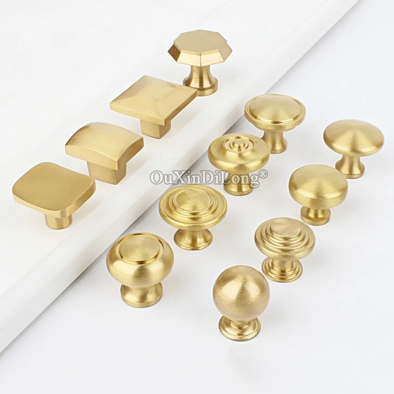 European 10PCS Solid Brass Kitchen Cabinet Pulls Handles Cupboard Wardrobe Drawer Wine Cabinet Handles&Knobs Furniture Hardware