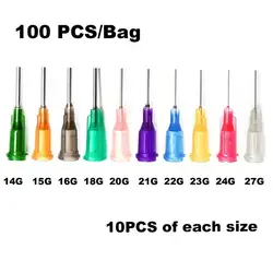 Syringe Dispensing Needles With Luer Lock 14G,15G,16G,18G,20G,21G,22G,23G,25G,27G  Blunt Tip 0.5'' (0.5inch Length),100 PCS/Bag