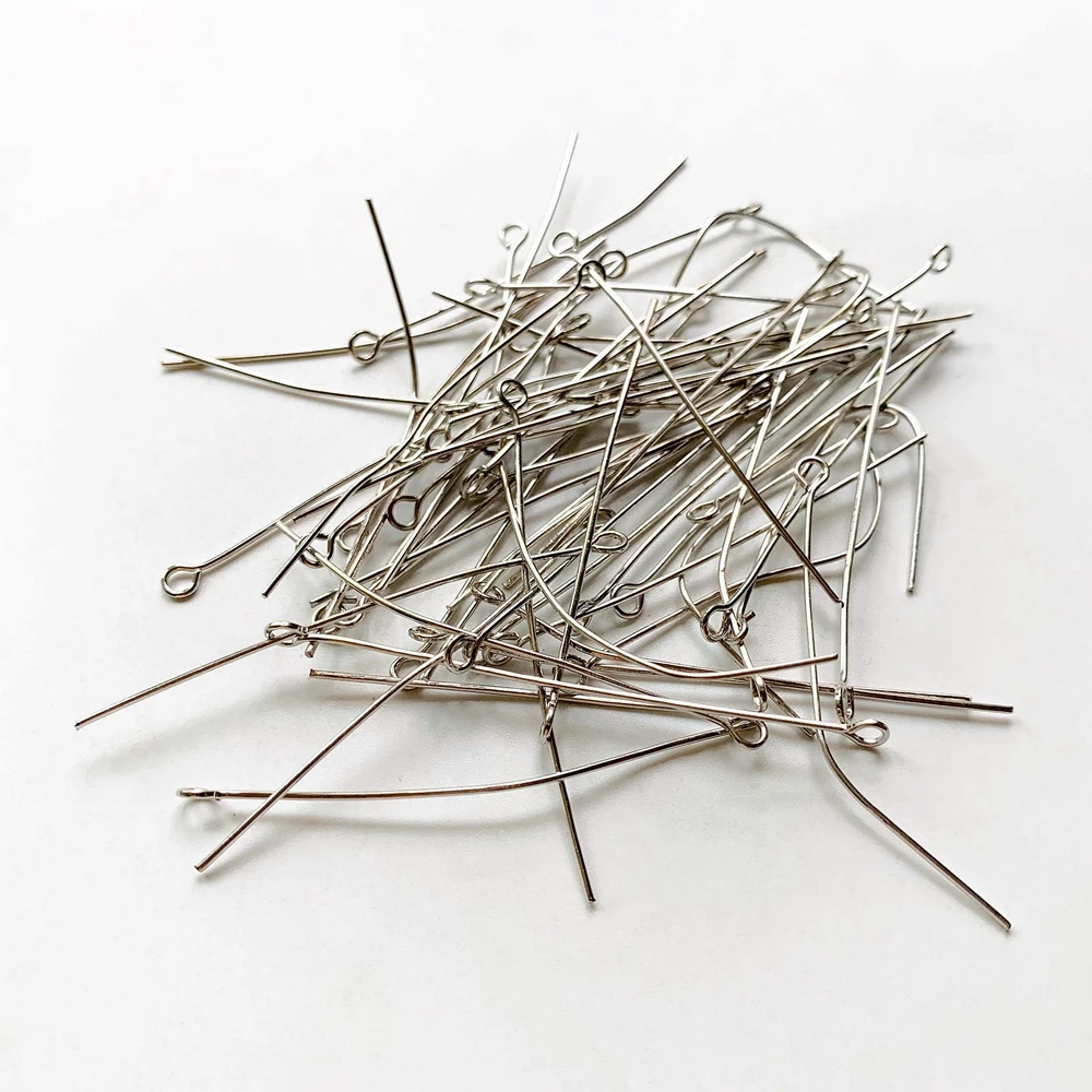 100pcs Nickel Metal Eye Head Pins 5cm Long Nine Words Pins Alloy For Diy Jewelry Making Findings Components Supplies