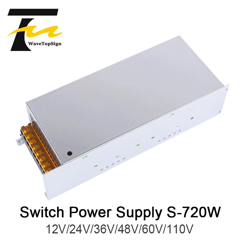 

WaveTopSign 720W DC Regulated Voltage Adjustable High Power Switching Power Supply Output VDC 12V 24V 36V 48V 60V Input AC220V