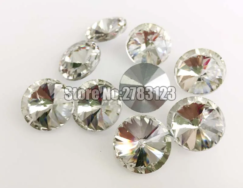 Free shipping Round shape pointback Glass Crystal white rhinestones, 6mm 8mm 10mm 12mm 14mm 16mm 18mm