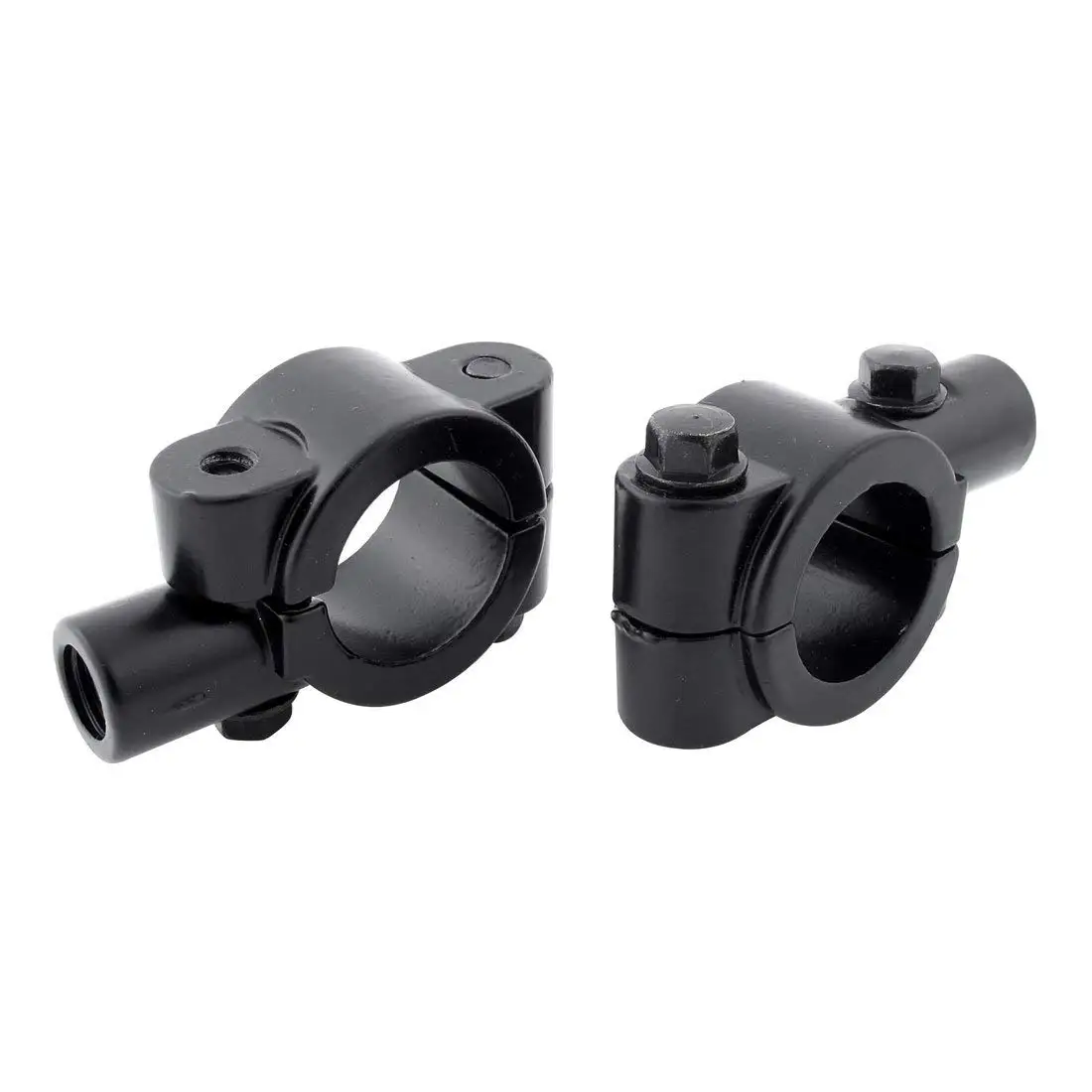 Uxcell 2 Pcs Black Motorcycle Handlebar Hand Bar Full Mirror Clockwise Mount Holder 10mm Dia