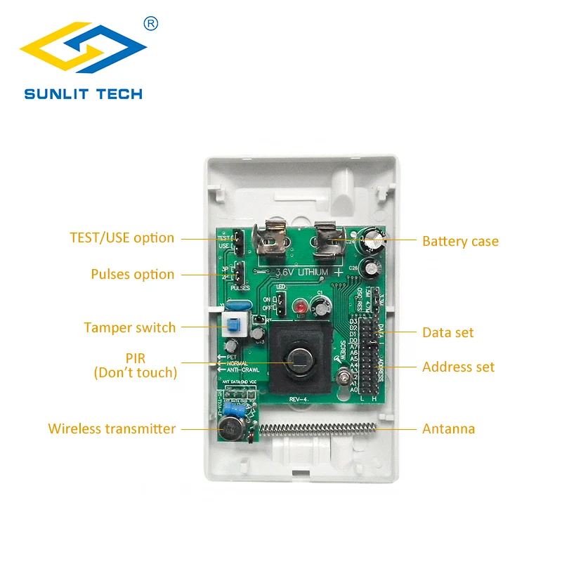 433MHz EV1527 Indoor Wireless PIR Motion Sensor 100 Degrees 12M Detecting Range Coverage for Smart Home Security Protection