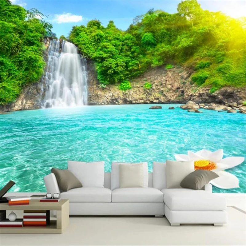 wellyu Waterfall water wealth river 3D living room TV background wall custom large mural home decor wallpaper papel de parede