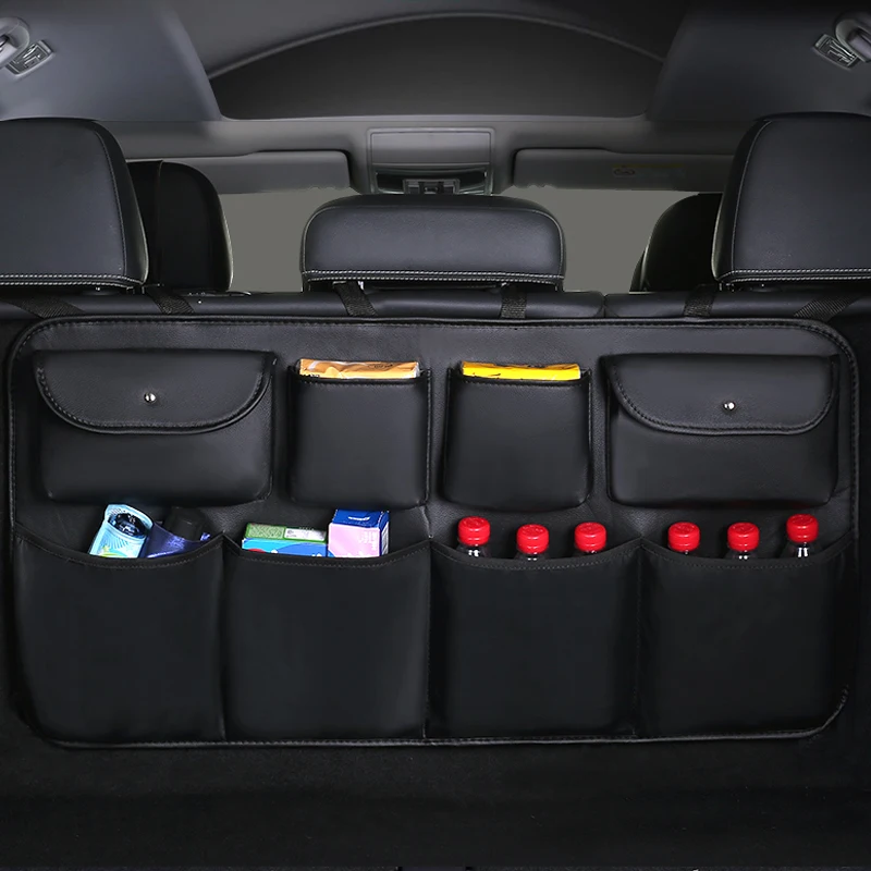 2023 New PU leather Car Rear Seat Back Storage Bag Multi-use Car Trunk Organizer Auto Stowing Tidying Auto Interior Accessories