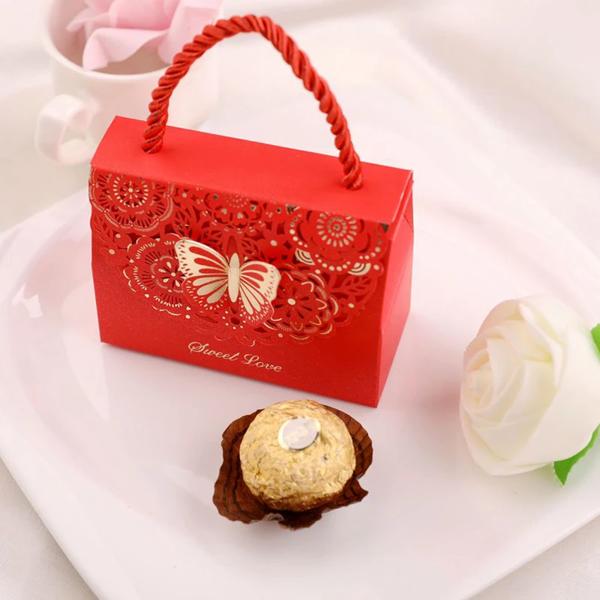 Wedding Candy Box, Creative Gift Box, Paper Bags, Wedding Boxes for Guests, Birthday Gifts, Cute Party Supplies, 50Pcs per Bag