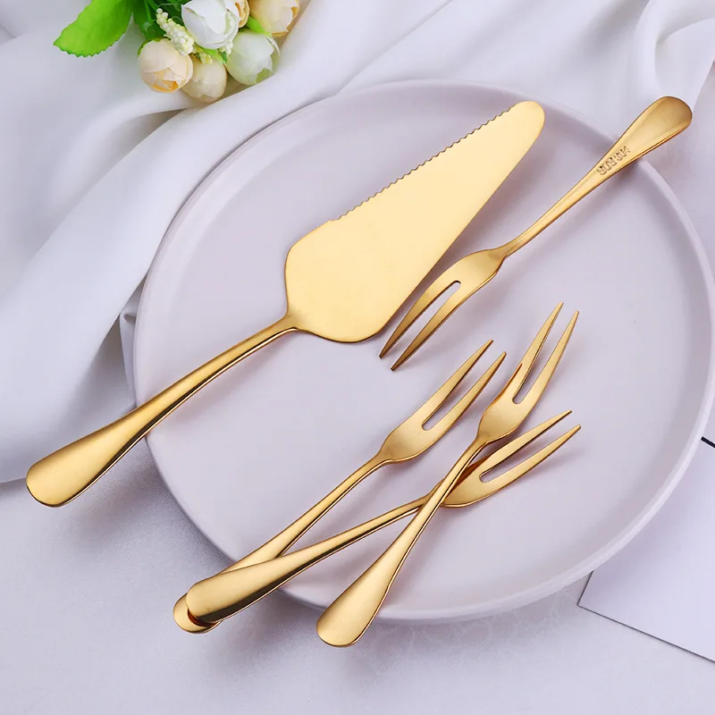 

Golden Cake Shovel Dessert Fruit Fork Gold Cake Spatula Stainless Steel Cutlery Gold Salad Snack Mini Forks Tea Fork 5-7pcs