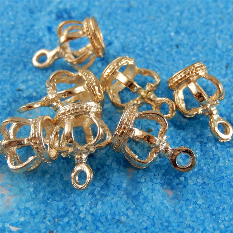 20PCS Gold Color Alloy Hollow Stereo 3D Crown Pendant Charms Jewelry Necklace Key Chain Accessory   14*9*9MM 39239