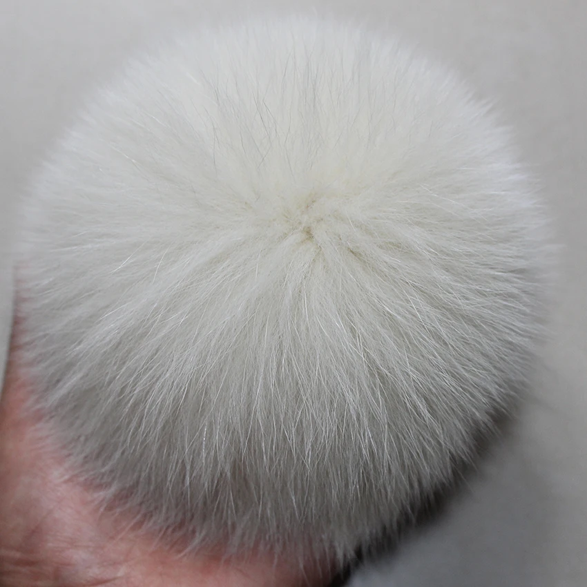 Fluffy Real Fox Fur Pompoms with Button 13-15cm DIY Fox Fur Pom Poms Balls Natural Fur Pompon For Scarves Hats Bags  Accessories