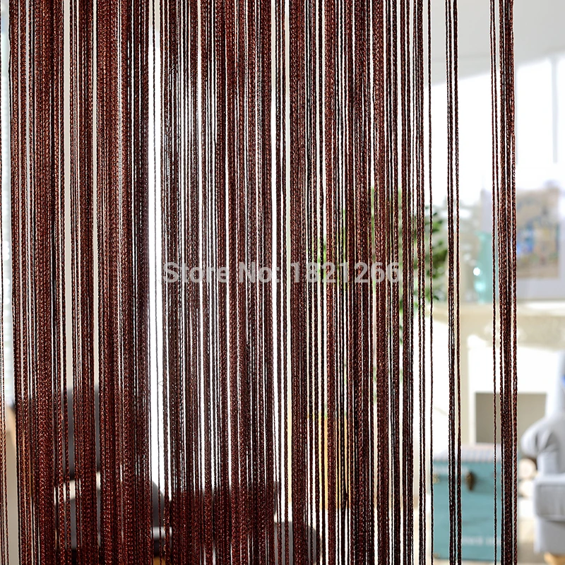 Solid Color String Curtain 300*260cm Coffee Gray White Black Classic Line Curtain Window Blind Vanlance Room Divider