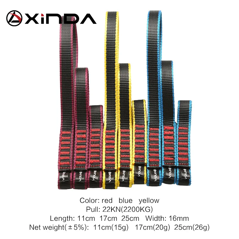Xinda Outdoor Rock Climbing Belt Support Protective Sling High Strength Wearable Polyester Moutaineering Equipment Kits