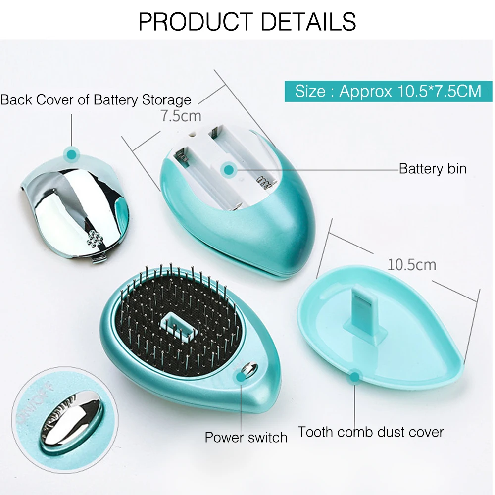 電気ポータブルイオン型ヘブラシマイナスイオン櫛帯電防止マッサージミニストレートマッサージ脱毛コム