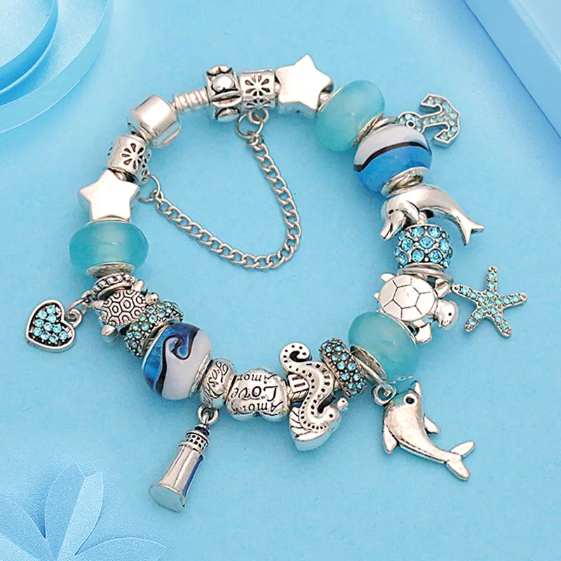 Classic Dolphin Charm Bracelets & Bangles for Women, Gift