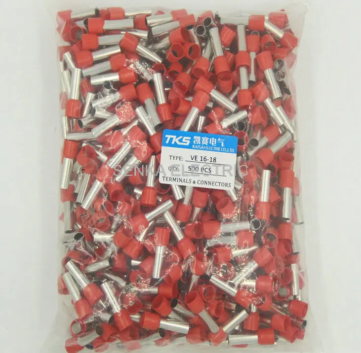 E16-18 500pcs/lot any color copper ferrule  crimp terminal  Cord End Insulated Terminals