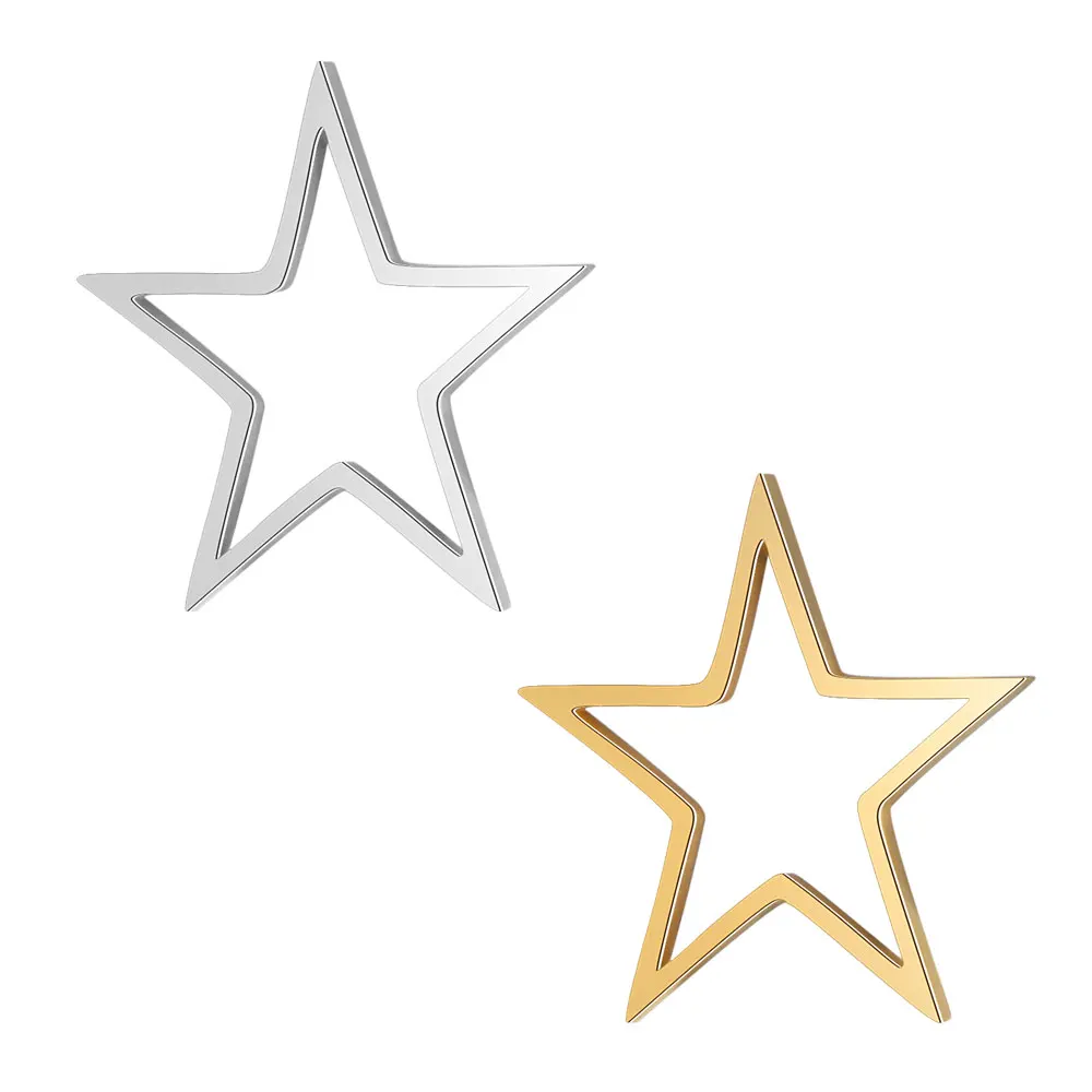 10pcs/lot 316 Stainless Steel Hollow Star Connector Charm Pendant Wholesale DIY Jewelry Finding Supplies