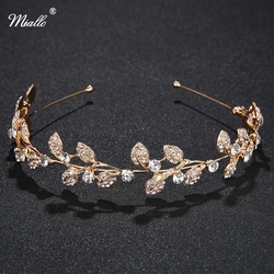 Miallo Rhinestone Pearl Crown Headband Vintage Crystal Bridal Tiaras Wedding Accessories Party Pageant  Leaves Jewelry