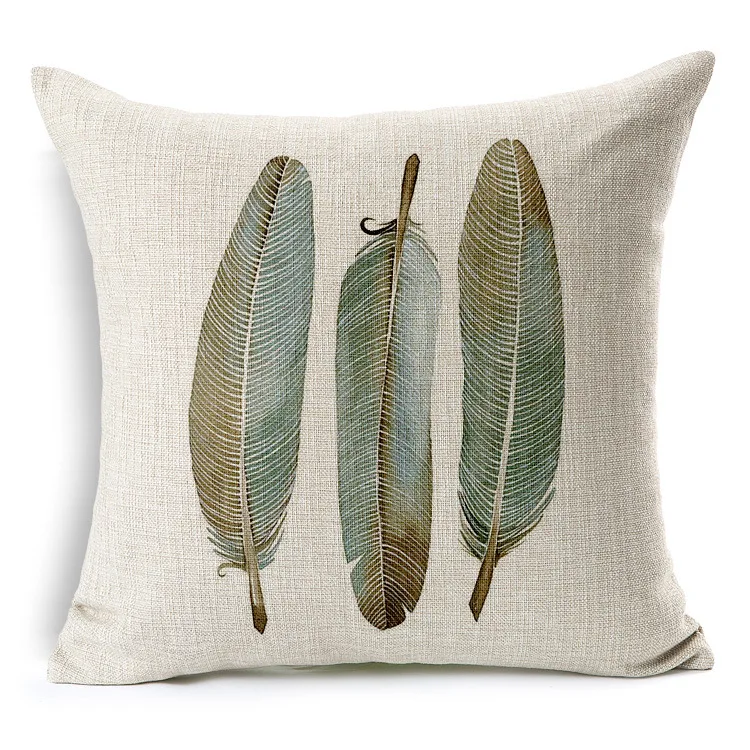 Leaves Printed Cushion Cover Linen Square Decorative Pillows Housse De Coussin Coussin Funda Cojin Capa Almofada