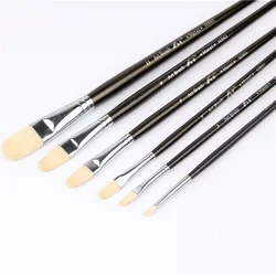 6pcs/Set pig mane bristles tongue peak wood acrylic paints oil paint brush artists special paint brushes art supplies stationery