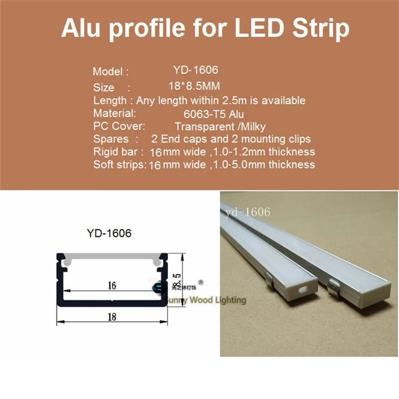 Imagem -04 - Perfil de Alumínio Polegadas Led Barra de Luz para Duas Carreiras Tira Conduzida Carcaça de Alumínio de 16 W18 H8.5 mm Milímetros Pcb 80 1040 Peças Lote 2m