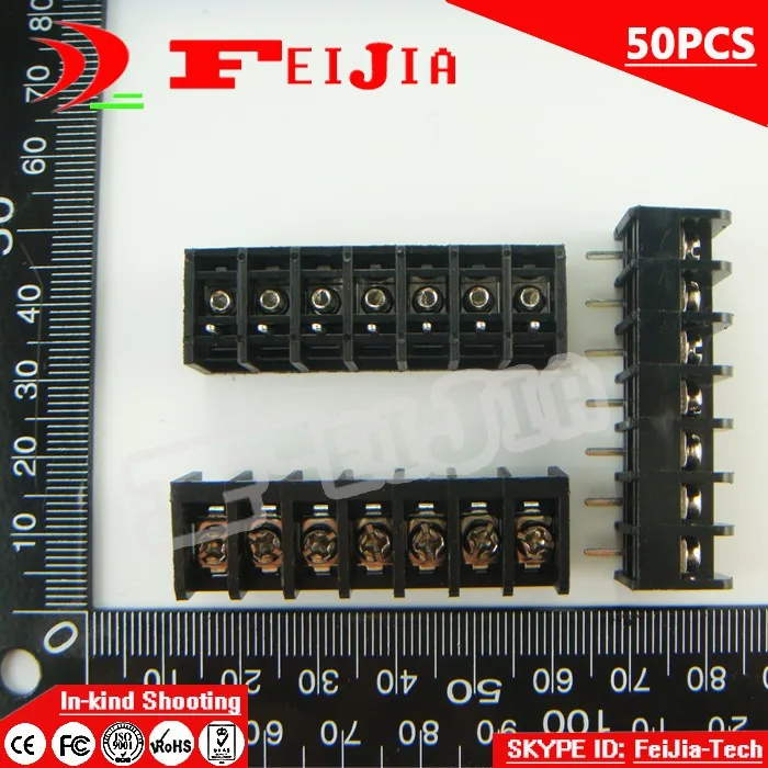 

50PCS 611-6.35-7P / 611 6.35mm 7Pin Barrier Terminal Block Screw Terminal Block Pitch 6.35mm Terminal Block Free Shipping