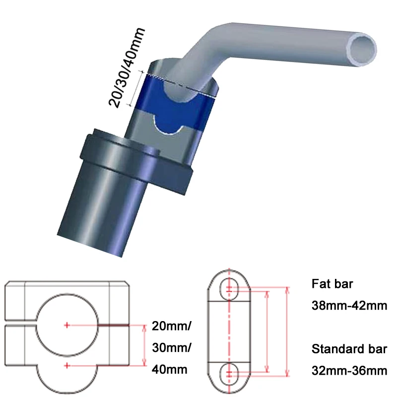 Abrazaderas de montaje ancho para elevador de manillar de motocicleta, 22mm, 7/8 ", para Bajaj dominar 250 400 ROYAL ENFIELD Himalayan SCRAM 411 Interceptor650