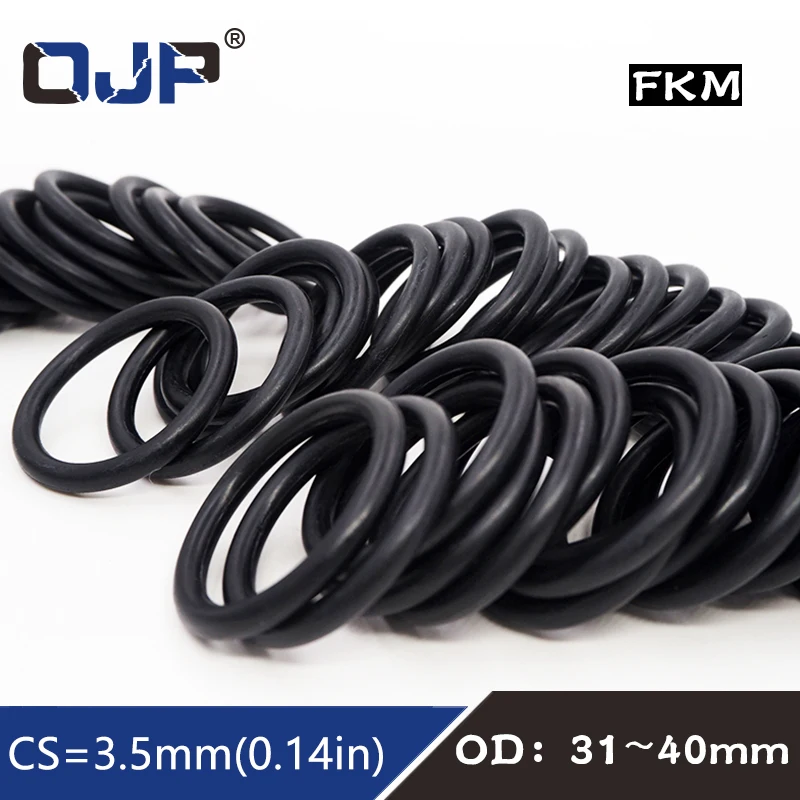 5PCS/lot Fluorine rubber Ring Black FKM Oring Seal CS:3.5mm OD31/32/33/34/35/36/37/38/39/40mm Rubber O-Ring Seal Oil Ring Gasket