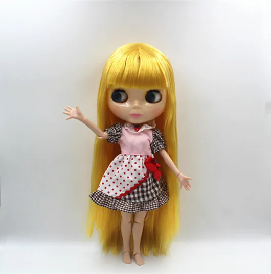 Blygirl Blyth doll Yellow bangs straight hair joint body nude doll 19 joint body DIY doll can change makeup toy gift