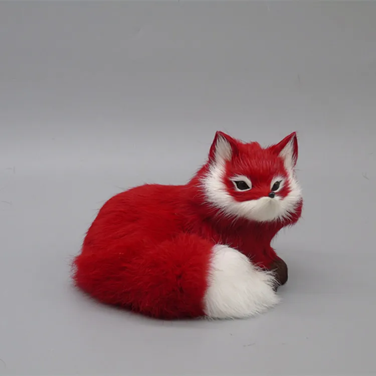 

simulation red fox polyethylene&fur prone fox about 16x13cm model prop handicraft home decoration gift b1729