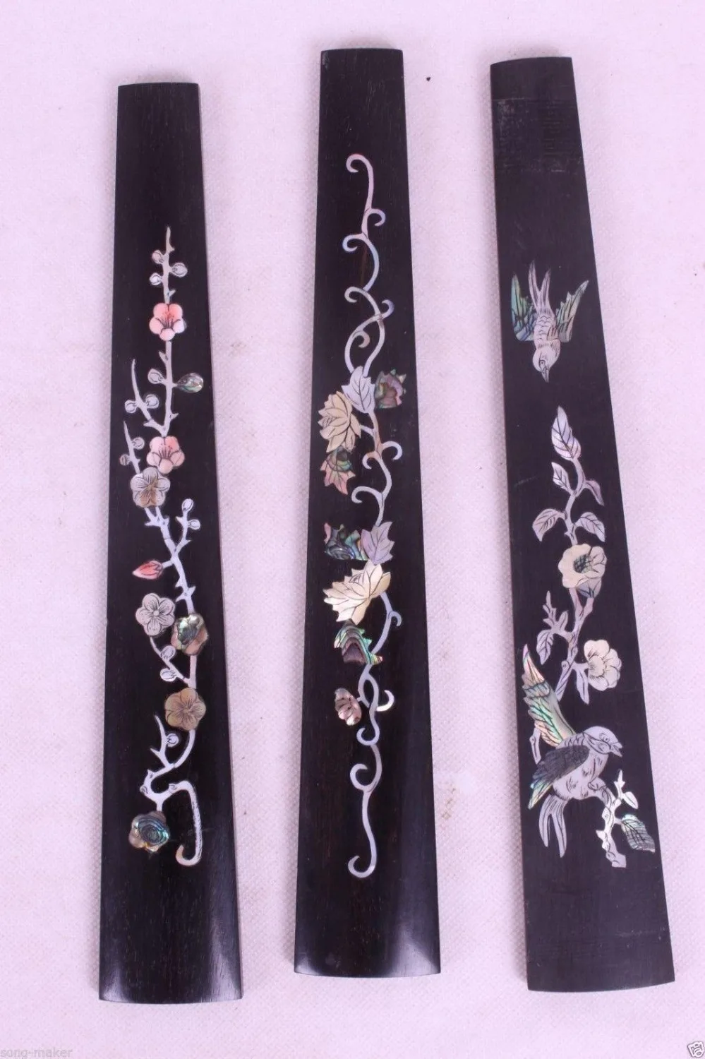 

3pcs violin fingerboard ,ebony Different Flower bird inlay High Quality