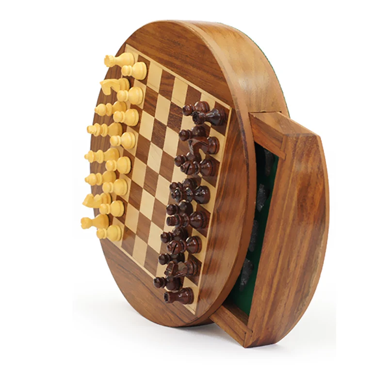 BSTFAMLY wood chess set game, portable game of magnetic international chess, box chessboard chess pieces wood, LA16 image 2