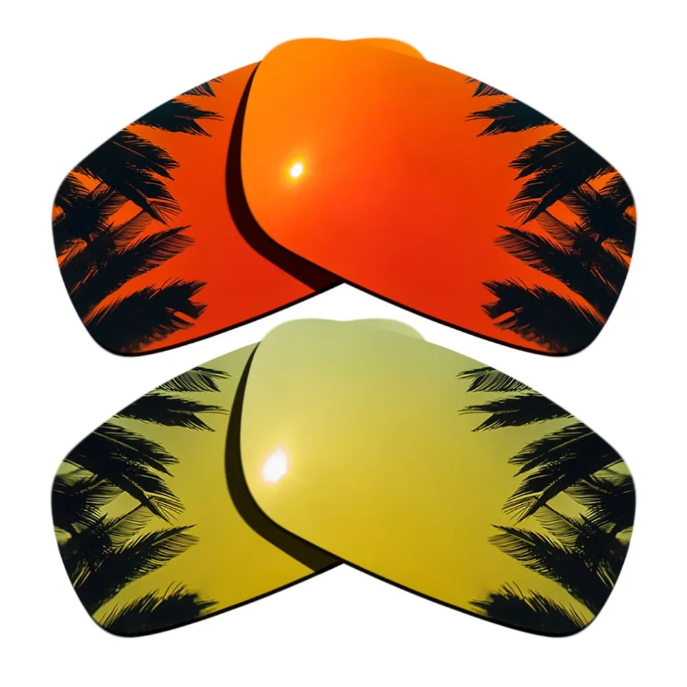 

(24K Gold Mirrored+Orange Red Mirrored Coating)2-Pairs Polarized Replacement Lenses for Crankshaft 100% UVA & UVB Protection