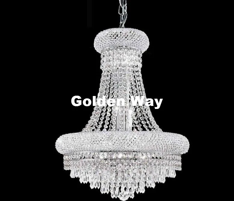 

European Modern Chrome K9 Crystal Chandelier Lights D50cm E14 LED Living Room Light Fixtures avize Lustre 90~240V Pendant Lamps