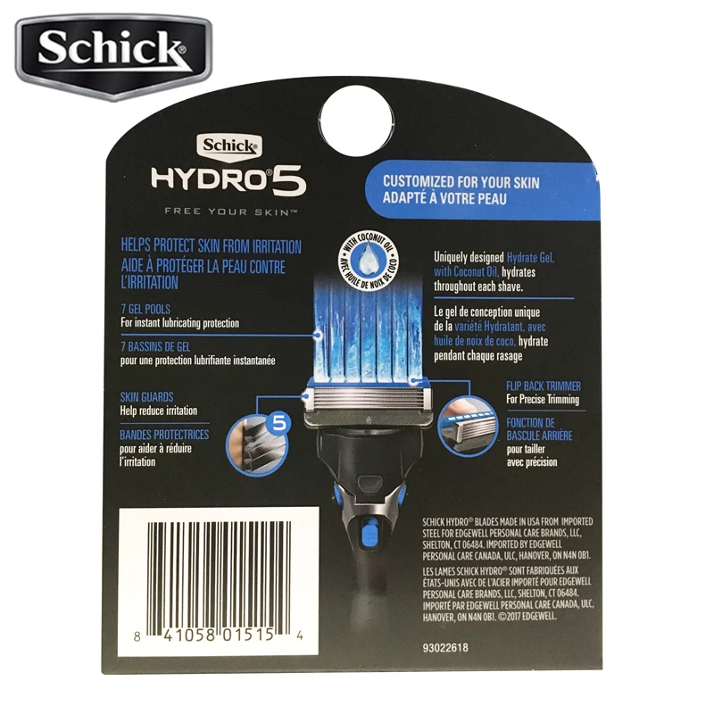 New Original Schick Hydro 5 Razor Set (9 Blades + 1 Razor) Best Men Safety Razor Manual Shaving Body Hair Shaver Free Shipping