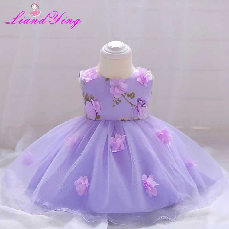 

Newborn Baby Girl 1 Year Birthday Dress Petals Tulle Toddler Girl Christening Dress Infant Princess Party Dresses For Girls 2T