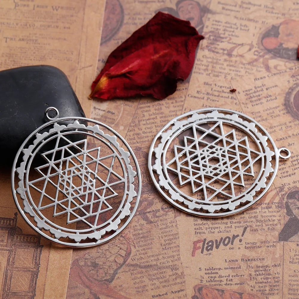 DoreenBeads Copper silver color Gold Sri Yantra Meditation Hollow Pendants DIY Jewelry Components 45mm x 40mm(1 5/8\