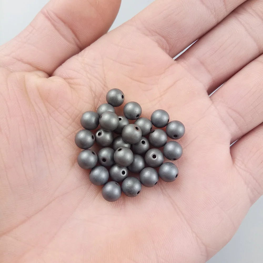 WLYeeS Polish Round Beads Matte Black Natural Hematite Stone 2 3 4 6 8mm Ball Spacer Loose Beads for DIY Jewelry Bracelet Making