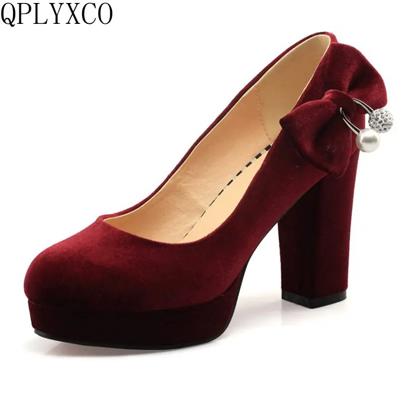 QPLYXCO 2017 New Elegant Big size 33-43 Women High Heel Shoes Pumps Wedding Party Ladies Shoes Women Heeled Footwear C71