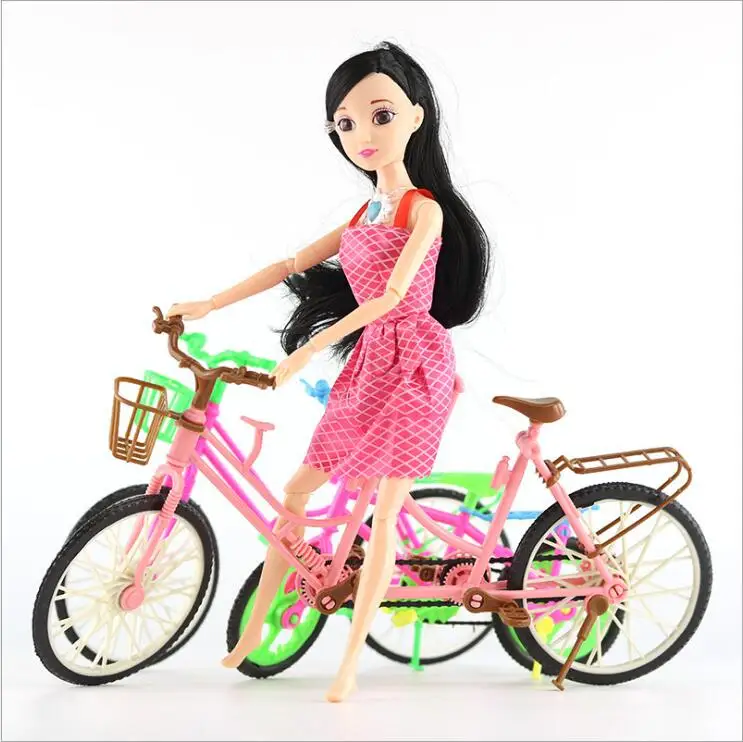 

for 30cm bike Detachable Fashion Bike With Brown Plastic Helmet Basket For 30cm Doll 1/6 Accessories Kids Toy Gift