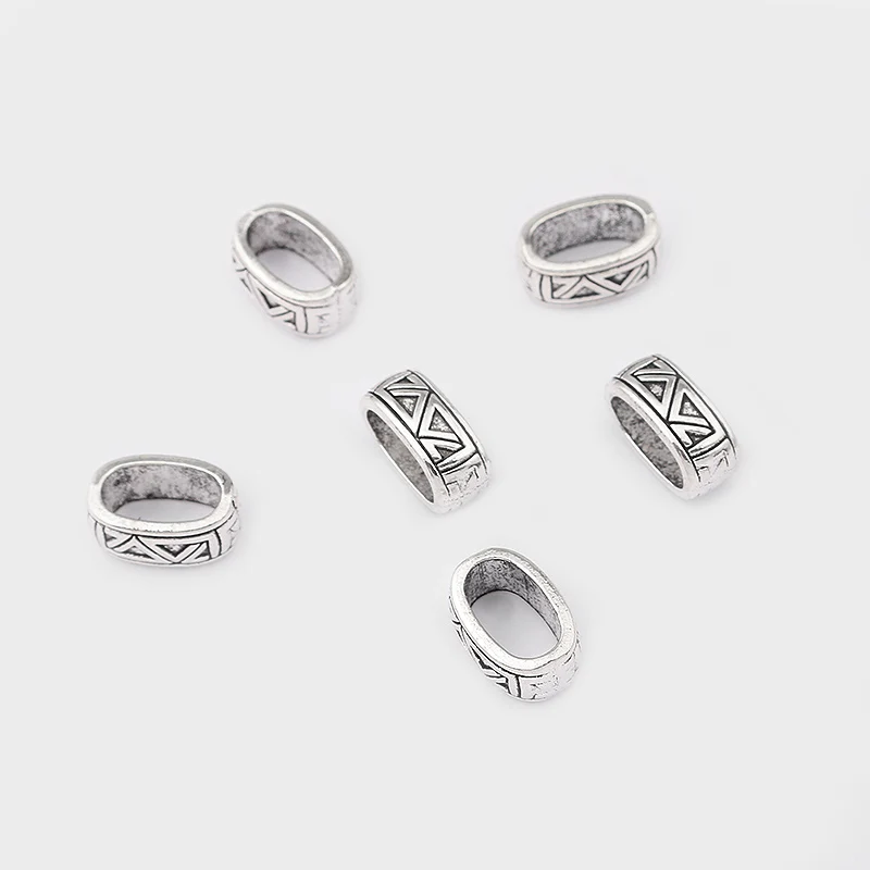 10pcs Antique Silver Triangles Licorice Leather Slider Spacer Beads For 10X6mm Leather Cord Bracelets & Bangles Jewelry Making