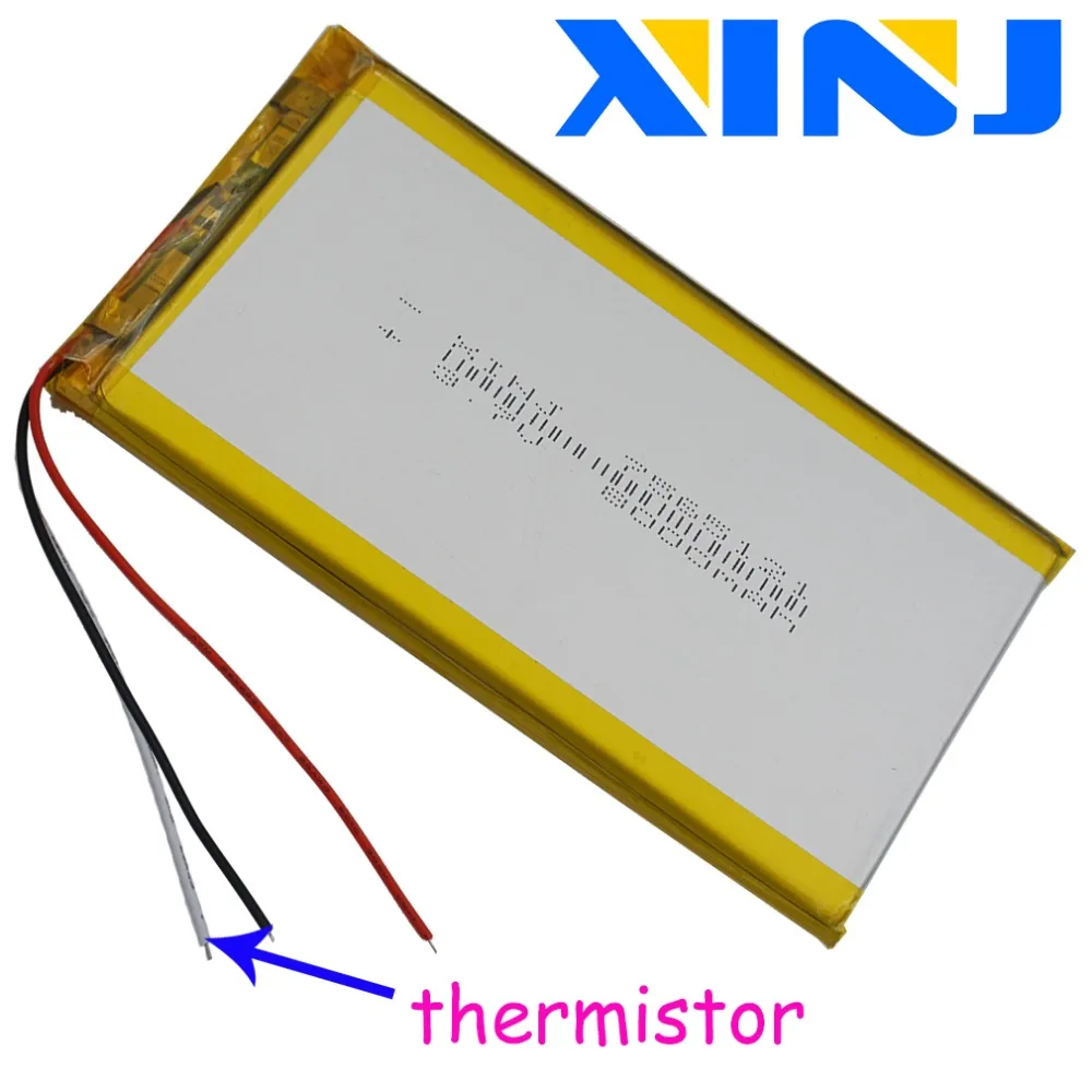 3.7V 8000mAh 29.6Wh litowo-polimerowa bateria Lipo 3 drut termistor 7565121 dla GPS PSP PAD przenośny Power Bank DVD Tablet PC IPTV