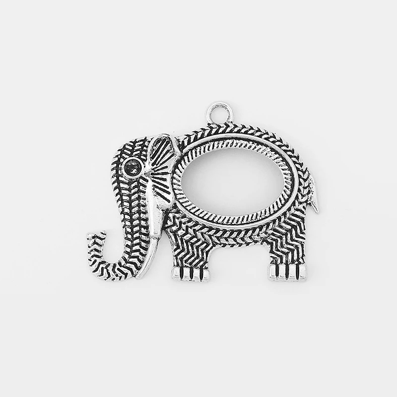 

10pcs Tibetan Silver Carved Wheat Elephant Charms Pendant For 25*18mm Oval Cabochon Tray Setting Pendant DIY Jewelry Making