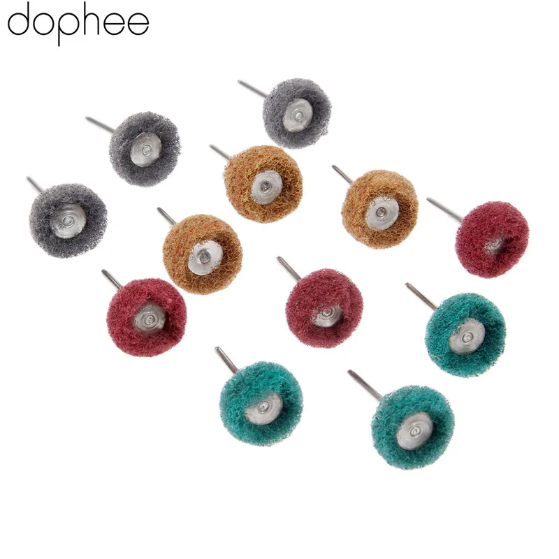 dophee 25MM Dremel Accessories Abrasive Brush Metal Surface Grinding Buffing Polishing Wheel Set 3mm Shank for Rotary Tool 12PCS