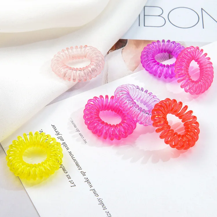 10PCS/Lot New 2.5 cm Small Telephone Line Hair Ropes Girls Colorful Elastic Hair Bands Kid Ponytail Holder Tie Gum Hair Accesso