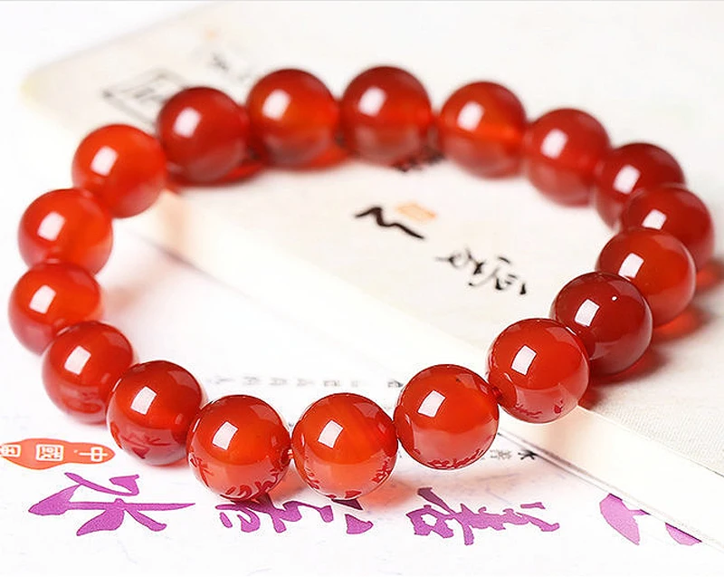 Trendy Stone Unisex Round natural carnelian Bracelet,6MM(28pcs)red carnelian crystal  Bracelet jewelry