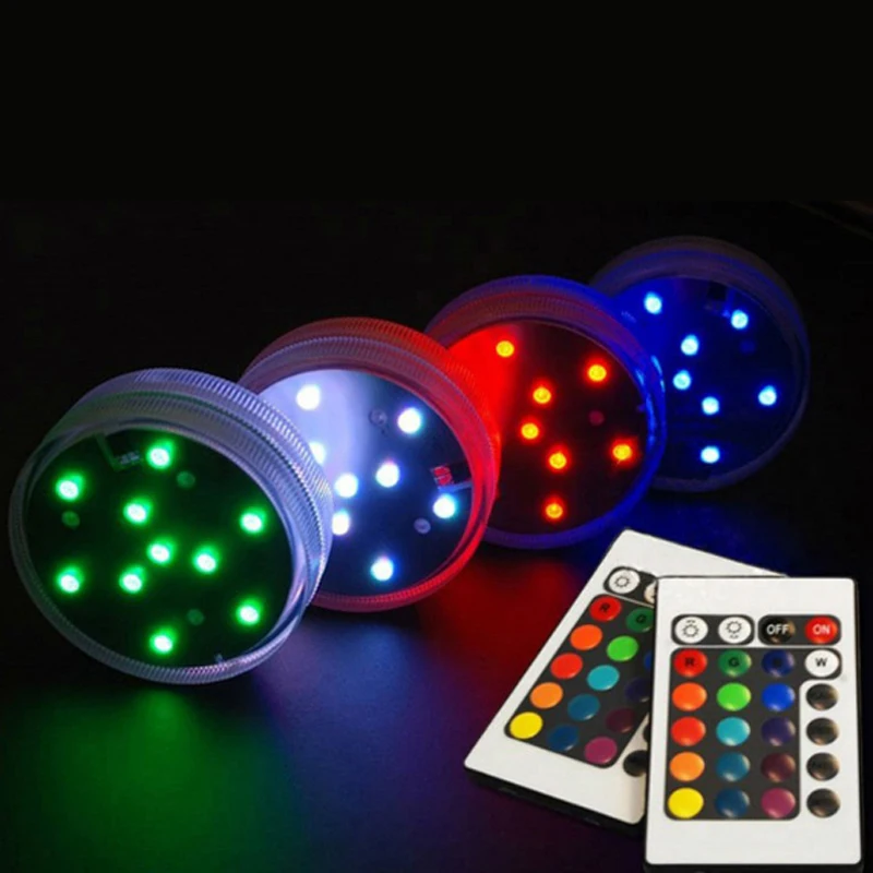 

12 шт./лот RGB SMD погружная светодиодная подсветка с дистанционным управлением, водонепроницаемая подсвечник Floralytes для украшения свадебвечерние ринки